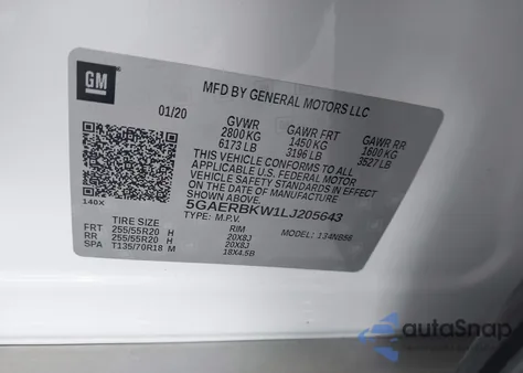 2020 Buick Enclave Fwd Essence z USA, uszkodzony, nr VIN 5GAERBKW1LJ205643